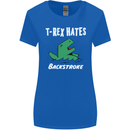 T-Rex Hates Backstroke Funny Swimmer Swim Womens Wider Cut T-Shirt Royal Blue