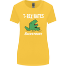 T-Rex Hates Backstroke Funny Swimmer Swim Womens Wider Cut T-Shirt Yellow