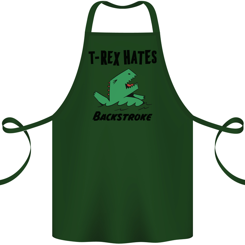 T-Rex Hates Backstroke Funny Swimming Swim Cotton Apron 100% Organic Forest Green
