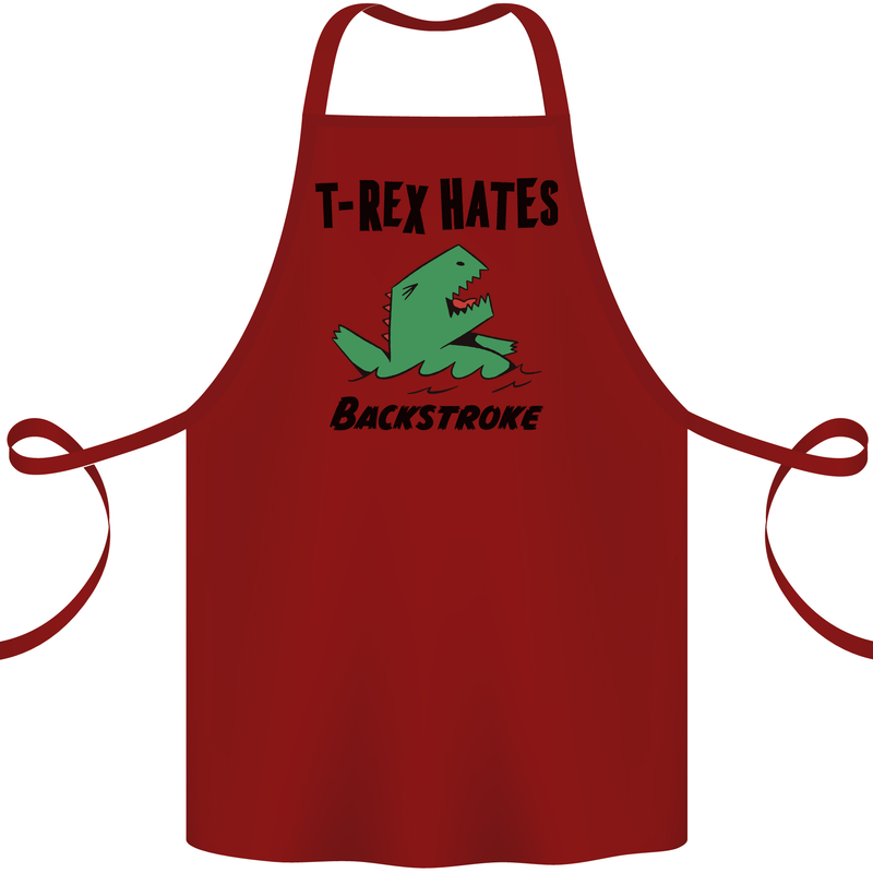T-Rex Hates Backstroke Funny Swimming Swim Cotton Apron 100% Organic Maroon