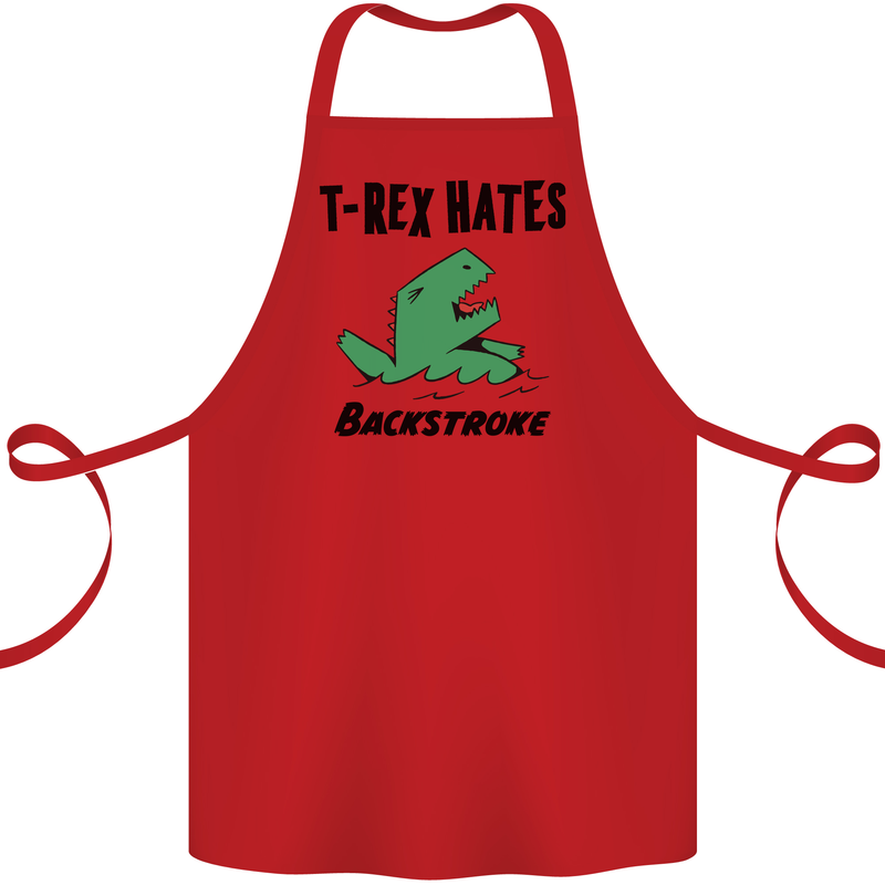 T-Rex Hates Backstroke Funny Swimming Swim Cotton Apron 100% Organic Red