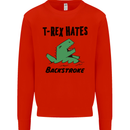 T-Rex Hates Backstroke Funny Swimming Swim Kids Sweatshirt Jumper Bright Red
