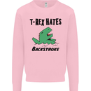 T-Rex Hates Backstroke Funny Swimming Swim Kids Sweatshirt Jumper Light Pink