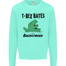 T-Rex Hates Backstroke Funny Swimming Swim Kids Sweatshirt Jumper Peppermint