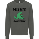 T-Rex Hates Backstroke Funny Swimming Swim Kids Sweatshirt Jumper Storm Grey