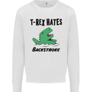 T-Rex Hates Backstroke Funny Swimming Swim Kids Sweatshirt Jumper White