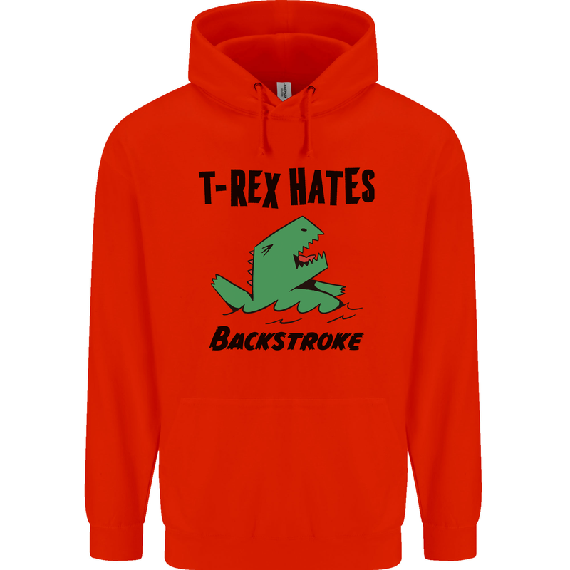 T-Rex Hates Backstroke Funny Swimming Swim Mens 80% Cotton Hoodie Bright Red