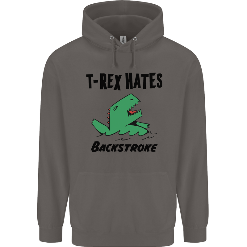 T-Rex Hates Backstroke Funny Swimming Swim Mens 80% Cotton Hoodie Charcoal