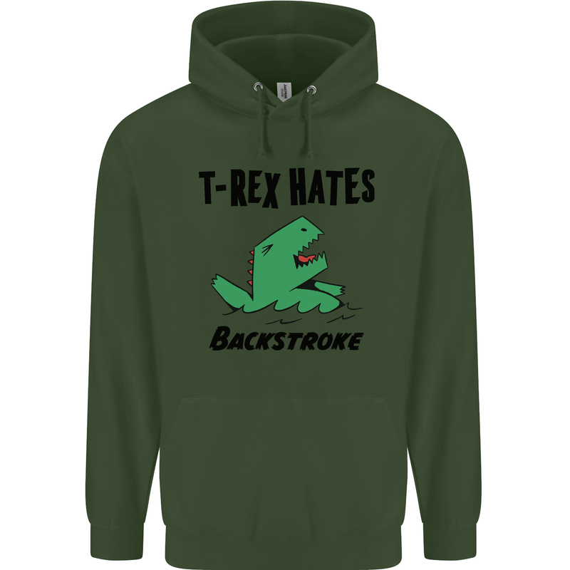 T-Rex Hates Backstroke Funny Swimming Swim Mens 80% Cotton Hoodie Forest Green