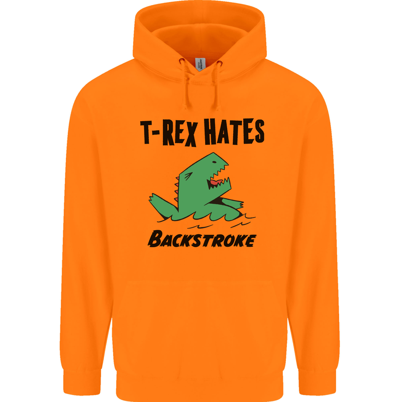 T-Rex Hates Backstroke Funny Swimming Swim Mens 80% Cotton Hoodie Orange