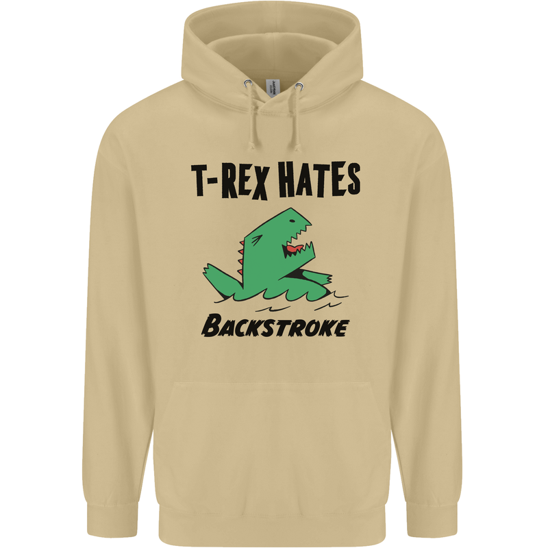 T-Rex Hates Backstroke Funny Swimming Swim Mens 80% Cotton Hoodie Sand