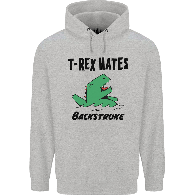 T-Rex Hates Backstroke Funny Swimming Swim Mens 80% Cotton Hoodie Sports Grey