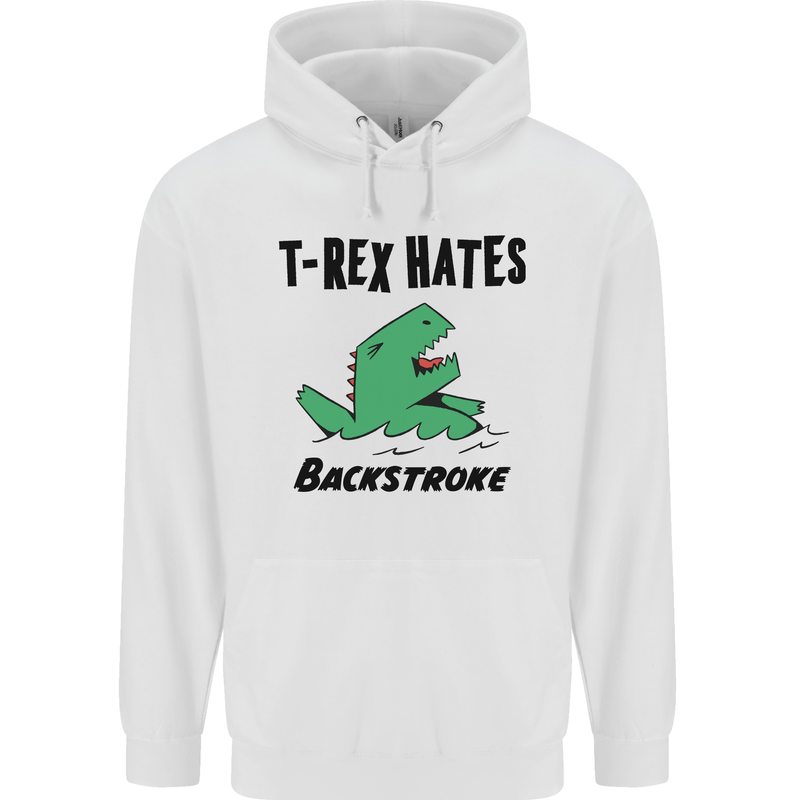 T-Rex Hates Backstroke Funny Swimming Swim Mens 80% Cotton Hoodie White