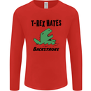 T-Rex Hates Backstroke Funny Swimming Swim Mens Long Sleeve T-Shirt Red
