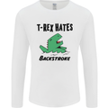 T-Rex Hates Backstroke Funny Swimming Swim Mens Long Sleeve T-Shirt White