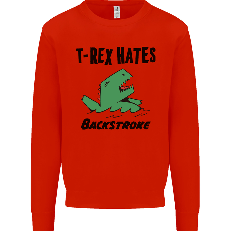 T-Rex Hates Backstroke Funny Swimming Swim Mens Sweatshirt Jumper Bright Red
