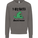 T-Rex Hates Backstroke Funny Swimming Swim Mens Sweatshirt Jumper Charcoal