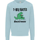 T-Rex Hates Backstroke Funny Swimming Swim Mens Sweatshirt Jumper Light Blue