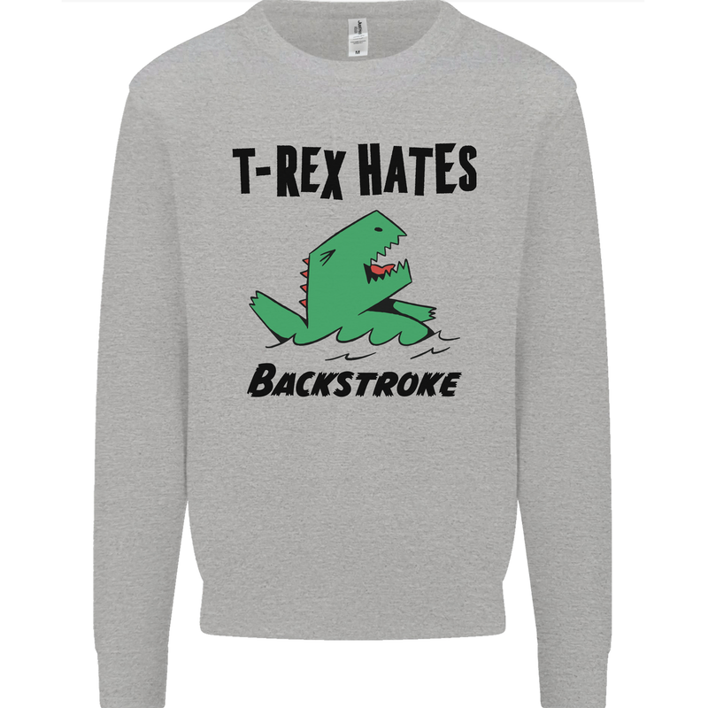 T-Rex Hates Backstroke Funny Swimming Swim Mens Sweatshirt Jumper Sports Grey