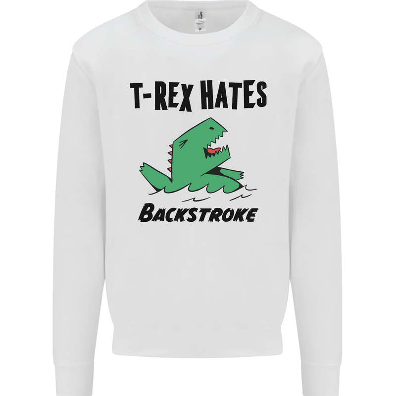 T-Rex Hates Backstroke Funny Swimming Swim Mens Sweatshirt Jumper White
