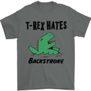 T-Rex Hates Backstroke Funny Swimming Swim Mens T-Shirt Cotton Gildan Charcoal