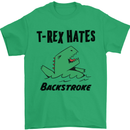 T-Rex Hates Backstroke Funny Swimming Swim Mens T-Shirt Cotton Gildan Irish Green