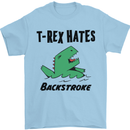 T-Rex Hates Backstroke Funny Swimming Swim Mens T-Shirt Cotton Gildan Light Blue