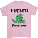 T-Rex Hates Backstroke Funny Swimming Swim Mens T-Shirt Cotton Gildan Light Pink