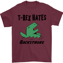 T-Rex Hates Backstroke Funny Swimming Swim Mens T-Shirt Cotton Gildan Maroon
