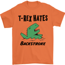 T-Rex Hates Backstroke Funny Swimming Swim Mens T-Shirt Cotton Gildan Orange