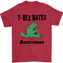 T-Rex Hates Backstroke Funny Swimming Swim Mens T-Shirt Cotton Gildan Red