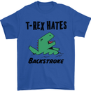 T-Rex Hates Backstroke Funny Swimming Swim Mens T-Shirt Cotton Gildan Royal Blue