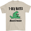 T-Rex Hates Backstroke Funny Swimming Swim Mens T-Shirt Cotton Gildan Sand