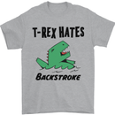 T-Rex Hates Backstroke Funny Swimming Swim Mens T-Shirt Cotton Gildan Sports Grey