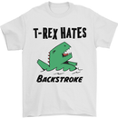 T-Rex Hates Backstroke Funny Swimming Swim Mens T-Shirt Cotton Gildan White