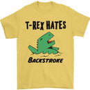 T-Rex Hates Backstroke Funny Swimming Swim Mens T-Shirt Cotton Gildan Yellow