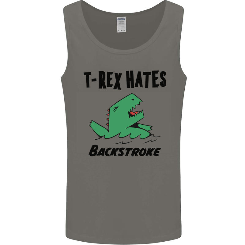 T-Rex Hates Backstroke Funny Swimming Swim Mens Vest Tank Top Charcoal