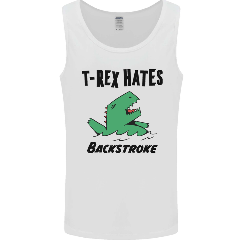 T-Rex Hates Backstroke Funny Swimming Swim Mens Vest Tank Top White