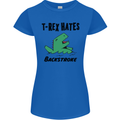 T-Rex Hates Backstroke Funny Swimming Swim Womens Petite Cut T-Shirt Royal Blue