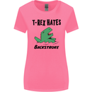 T-Rex Hates Backstroke Funny Swimming Swim Womens Wider Cut T-Shirt Azalea