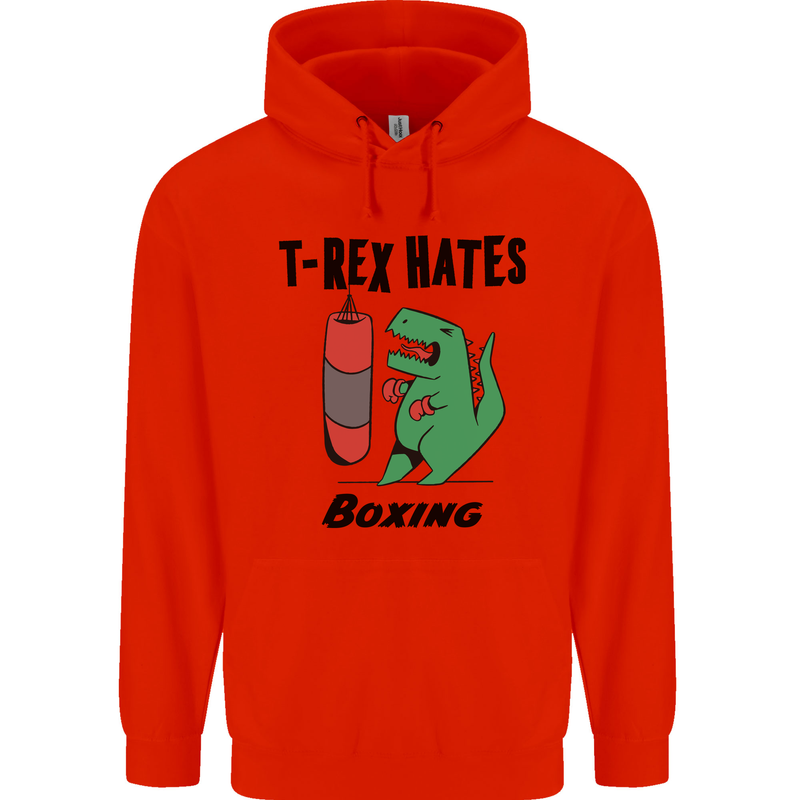T-Rex Hates Boxing Funny Boxer MMA Sport Childrens Kids Hoodie Bright Red
