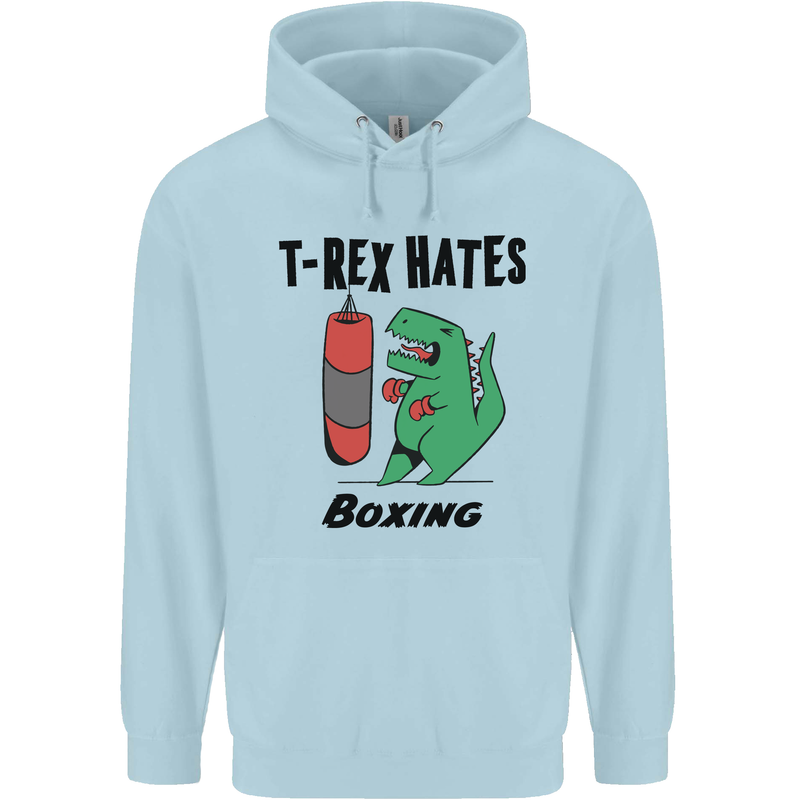 T-Rex Hates Boxing Funny Boxer MMA Sport Childrens Kids Hoodie Light Blue