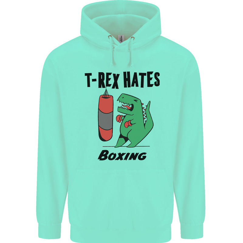 T-Rex Hates Boxing Funny Boxer MMA Sport Childrens Kids Hoodie Peppermint