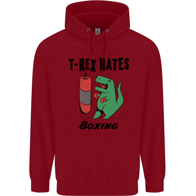 T-Rex Hates Boxing Funny Boxer MMA Sport Childrens Kids Hoodie Red