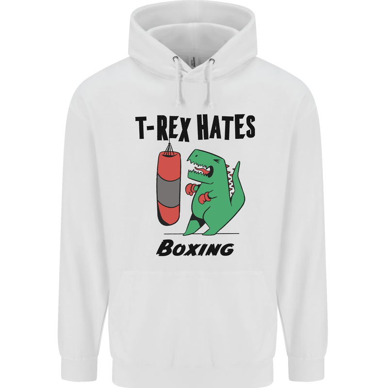 T-Rex Hates Boxing Funny Boxer MMA Sport Childrens Kids Hoodie White