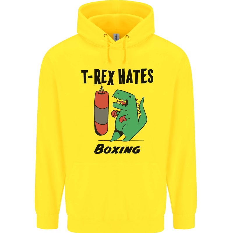 T-Rex Hates Boxing Funny Boxer MMA Sport Childrens Kids Hoodie Yellow