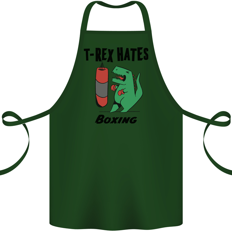 T-Rex Hates Boxing Funny Boxer MMA Sport Cotton Apron 100% Organic Forest Green