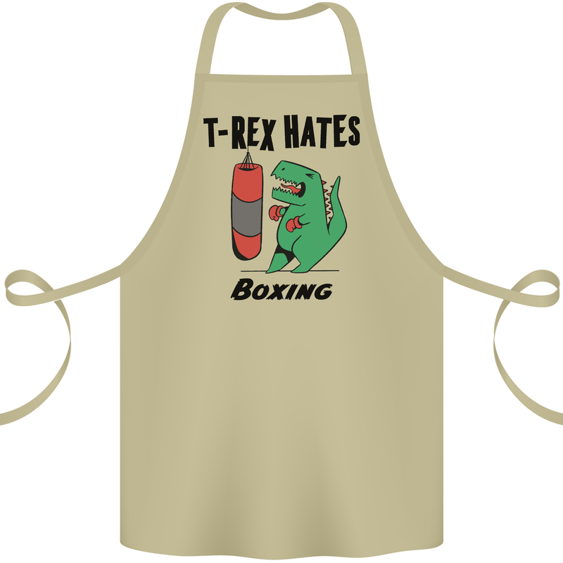 T-Rex Hates Boxing Funny Boxer MMA Sport Cotton Apron 100% Organic Khaki