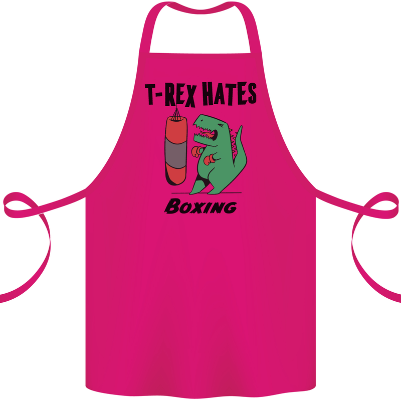 T-Rex Hates Boxing Funny Boxer MMA Sport Cotton Apron 100% Organic Pink