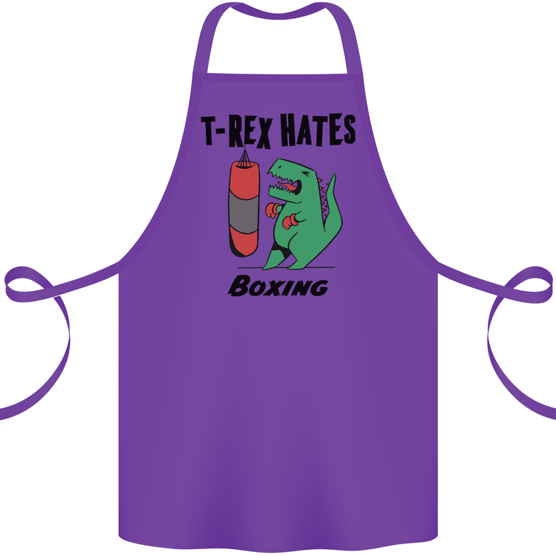 T-Rex Hates Boxing Funny Boxer MMA Sport Cotton Apron 100% Organic Purple